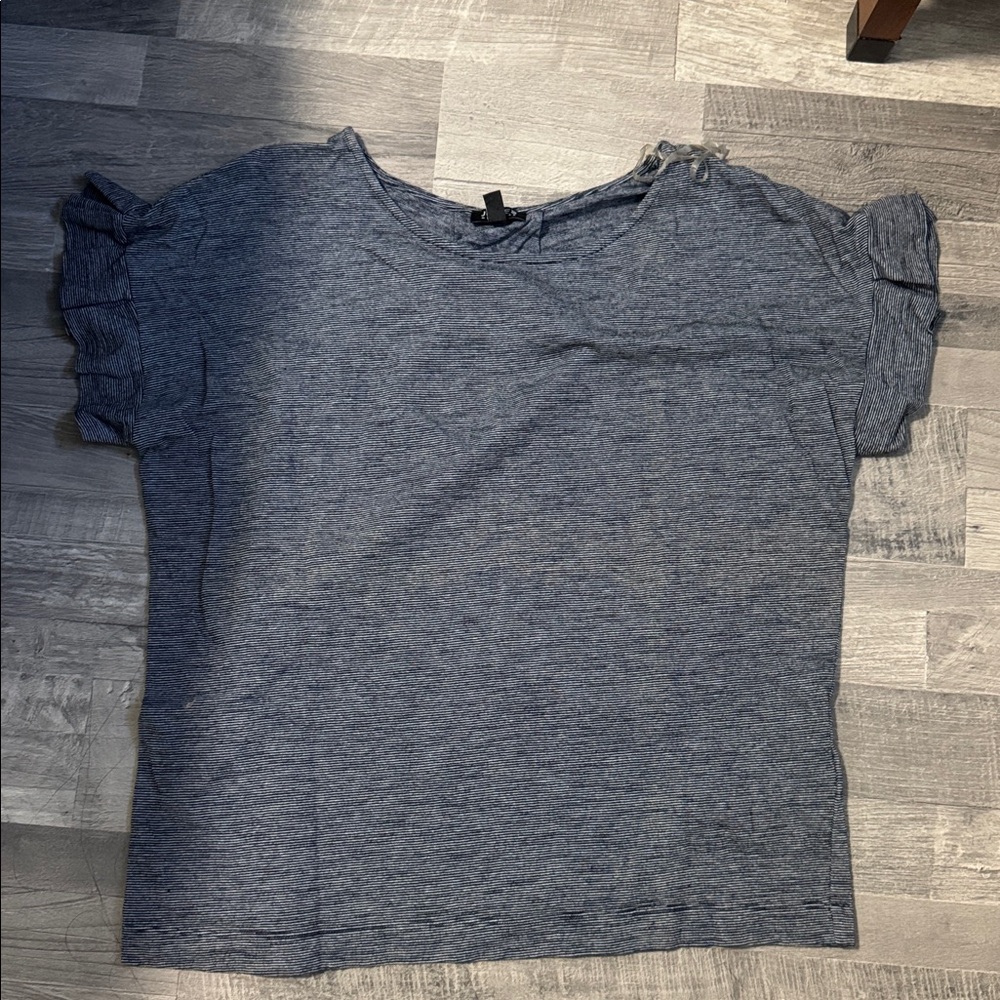 Jones New York Blue Ruffle Sleeve Top